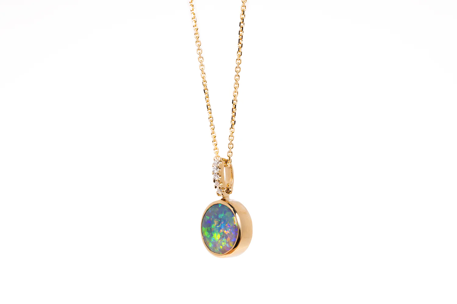 Tatiana Diamond Pendant Gold with 2.39ct Crystal Opal - Image 3