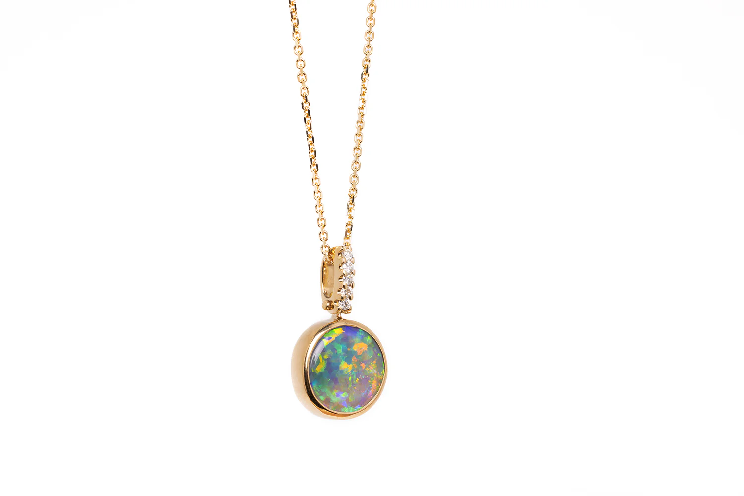 Tatiana Diamond Pendant Gold with 2.39ct Crystal Opal - Image 4