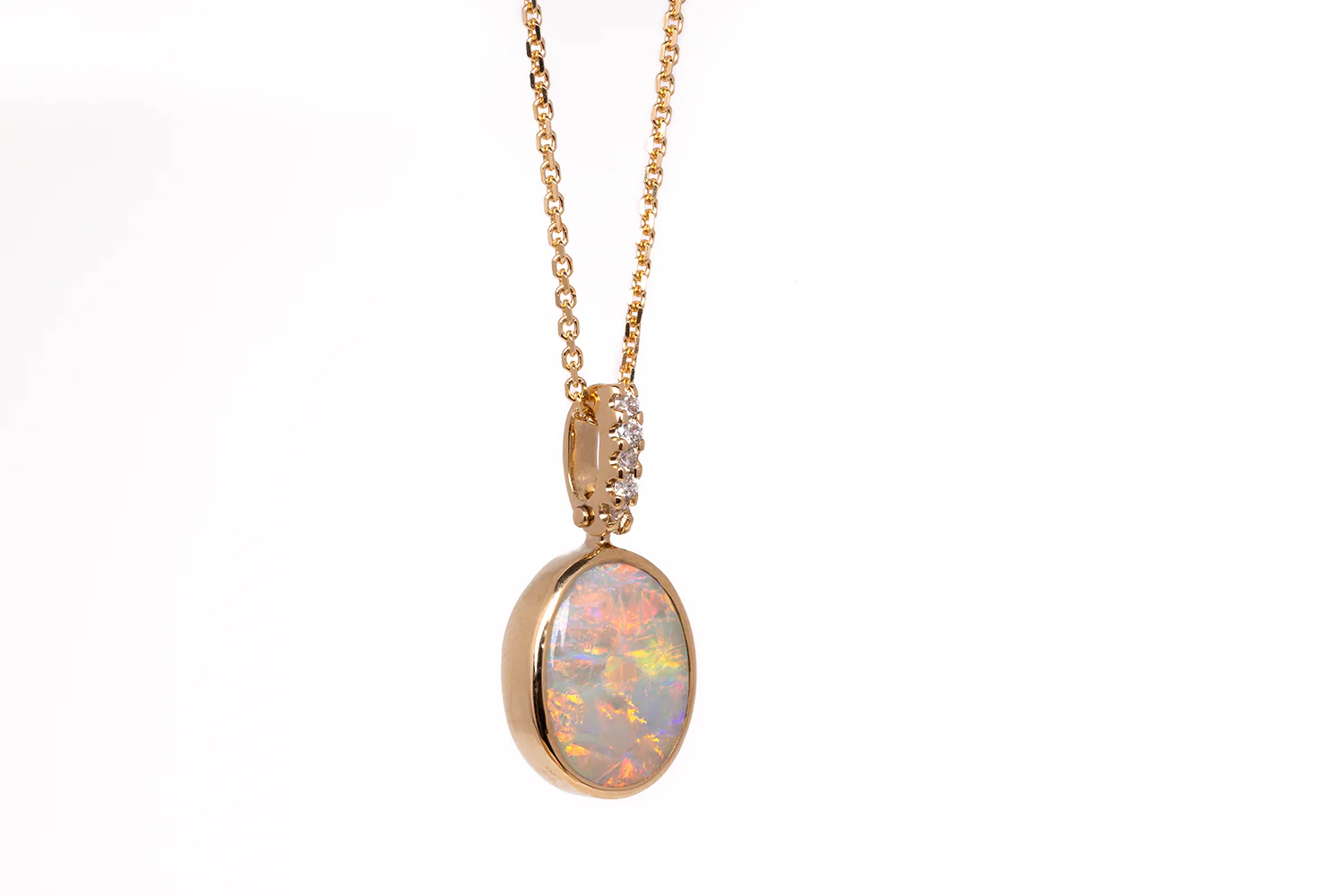 Tatiana Diamond Pendant Gold with 2.69ct White Opal - Image 2