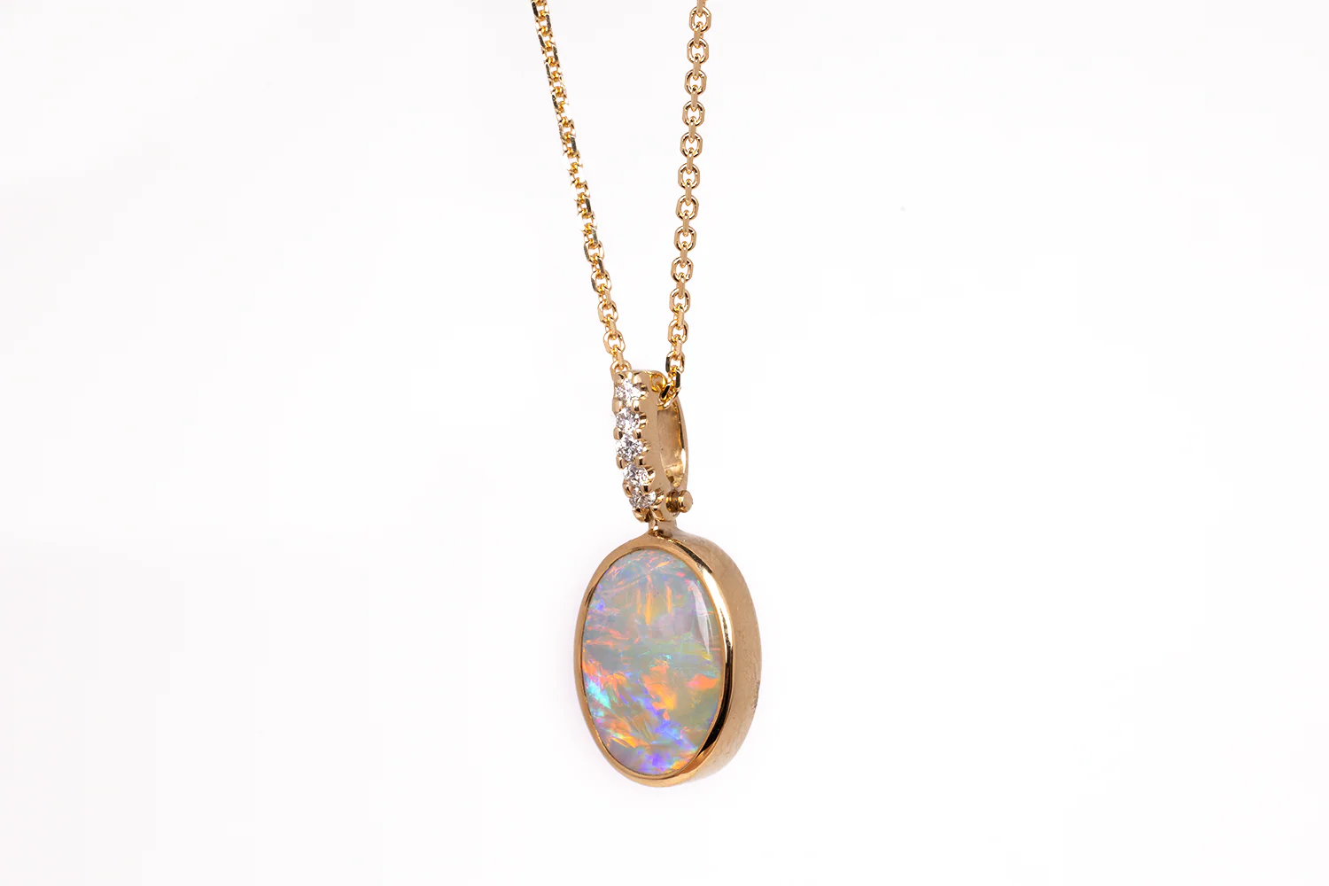 Tatiana Diamond Pendant Gold with 2.69ct White Opal - Image 3