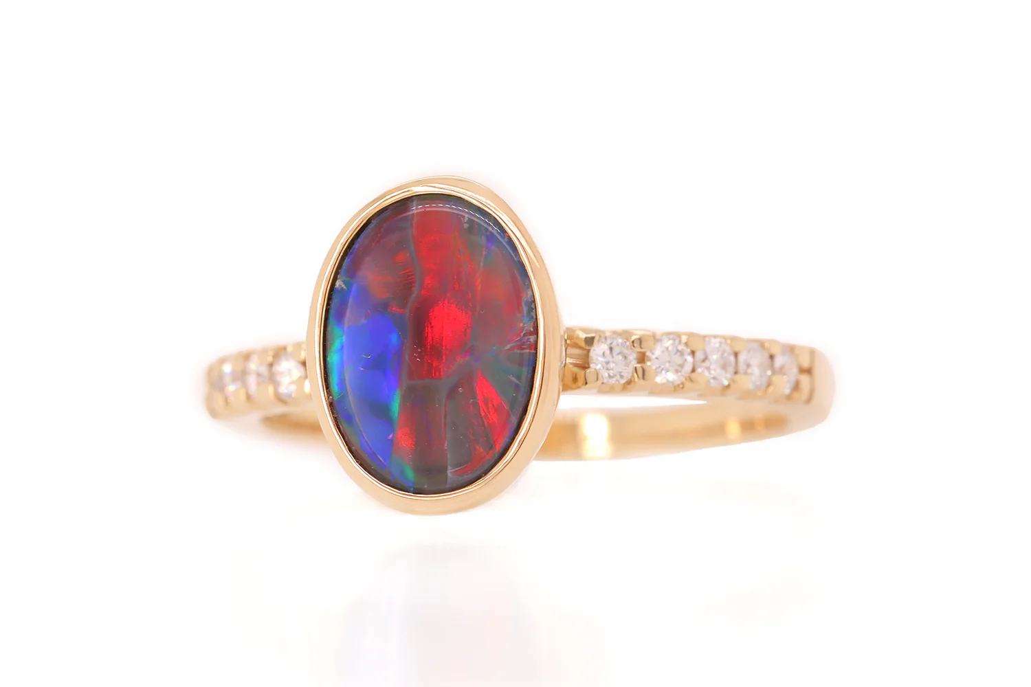 Tatiana — 18kt Yellow Gold 0.90 ct Dark Opal Diamond Ring - Image 4