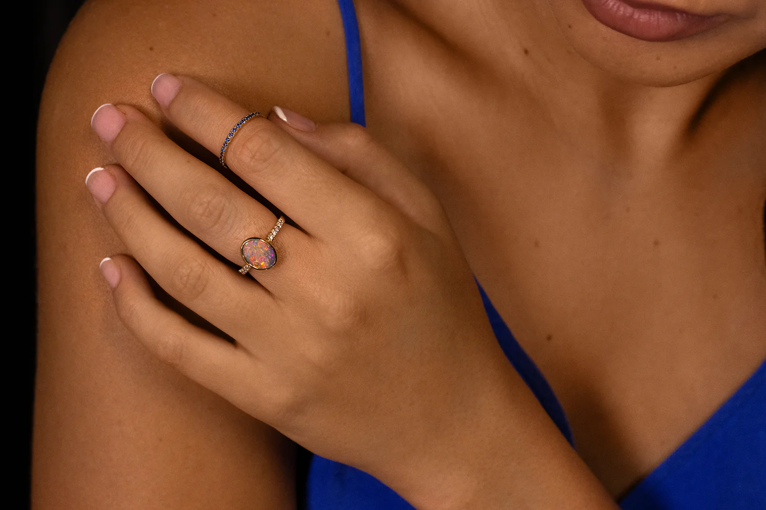 Tatiana Diamond Ring Gold with 1.51ct Crystal Opal - Image 6