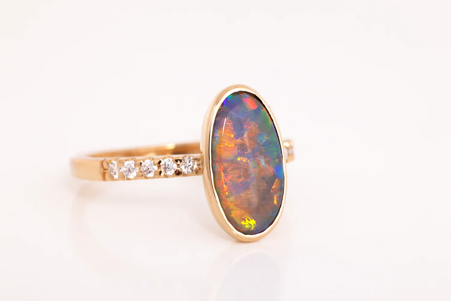 Tatiana Diamond Ring Gold with 1.63 ct Crystal Opal - Image 2