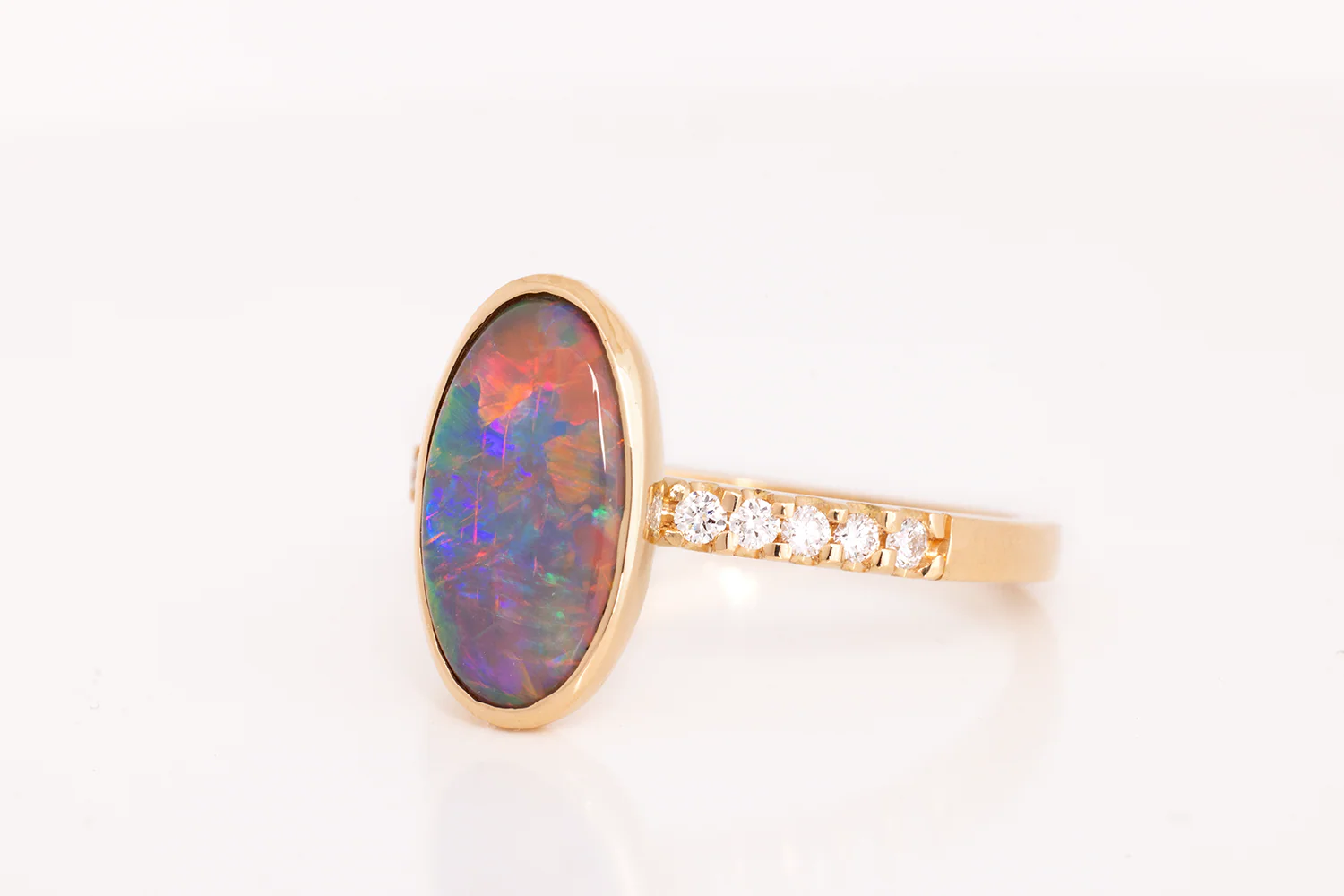 Tatiana Diamond Ring Gold with 1.63 ct Crystal Opal - Image 3