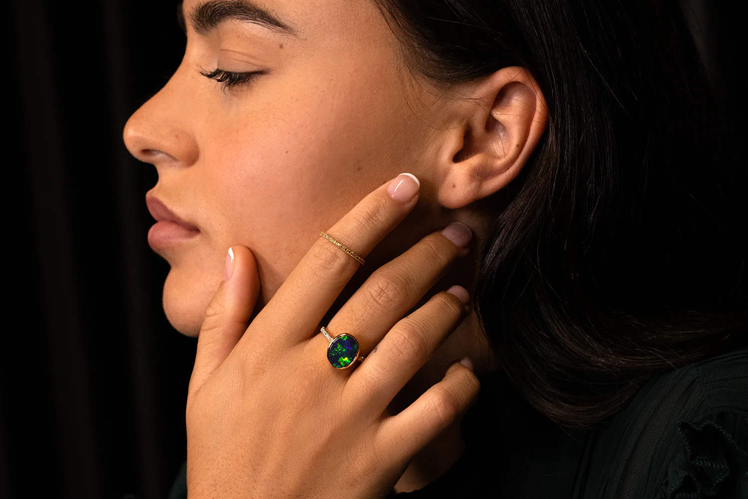 Tatiana Diamond Ring Yellow Gold with 2.86ct Black Opal - Image 4