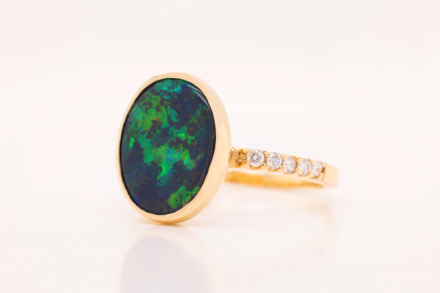 Tatiana Diamond Ring Yellow Gold with 2.86ct Black Opal - Image 7