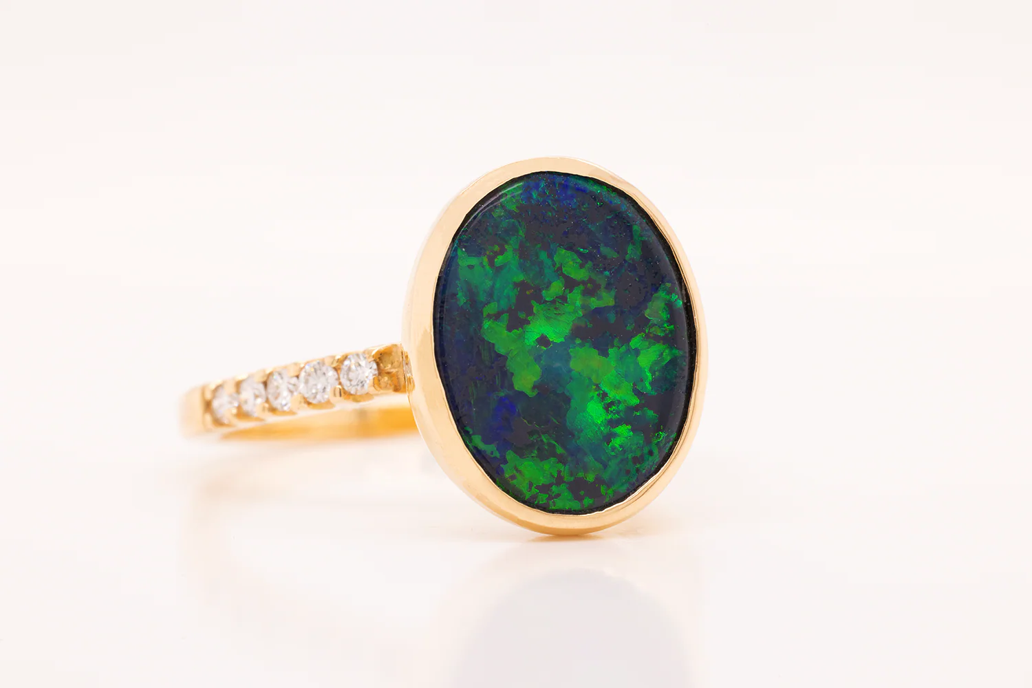 Tatiana Diamond Ring Yellow Gold with 2.86ct Black Opal - Image 8