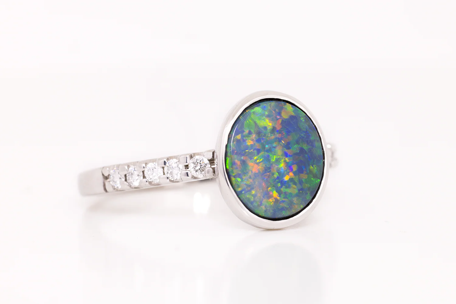 Tatiana Diamond Ring White Gold with 1.74 ct Black Opal - Image 2