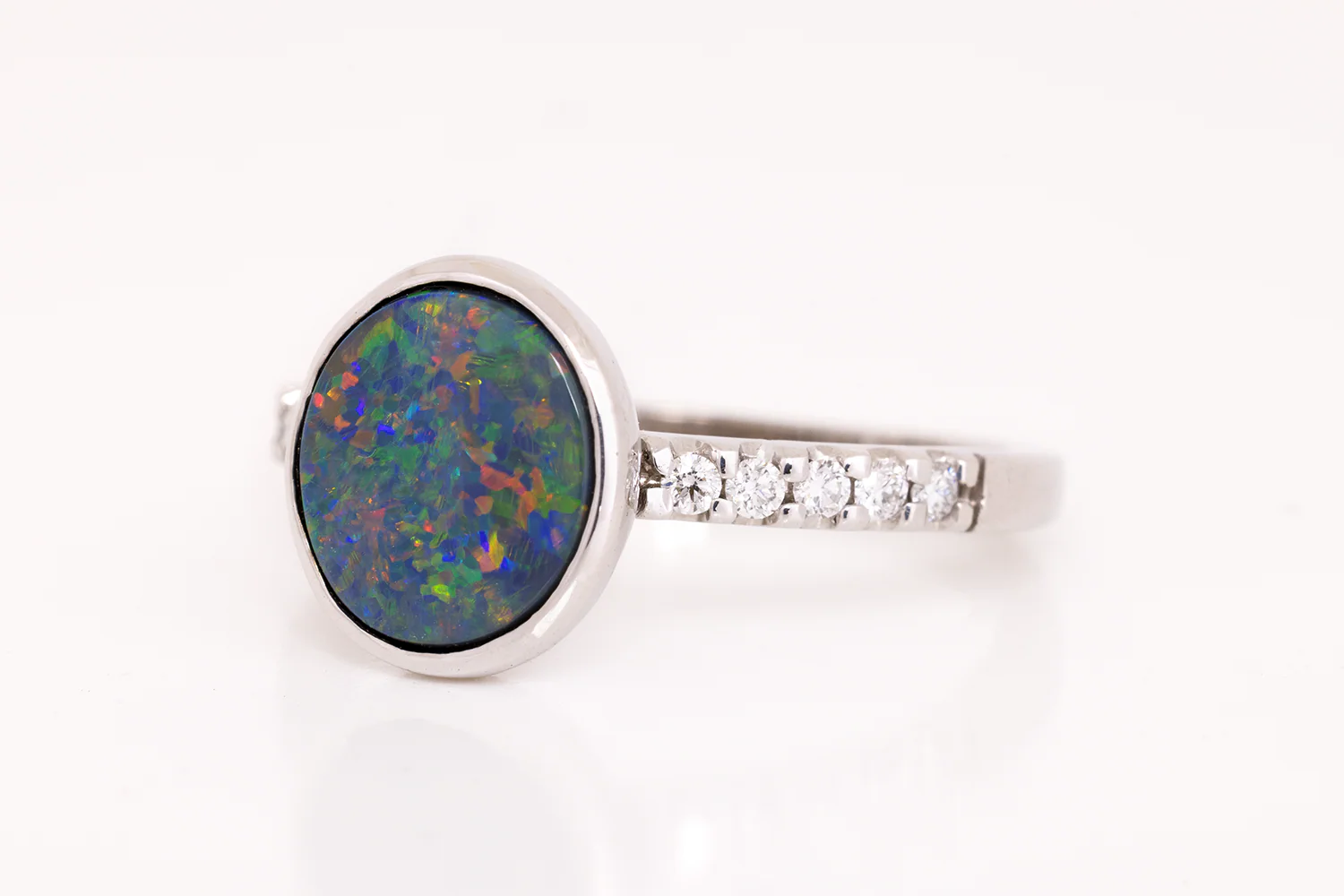 Tatiana Diamond Ring White Gold with 1.74 ct Black Opal - Image 3