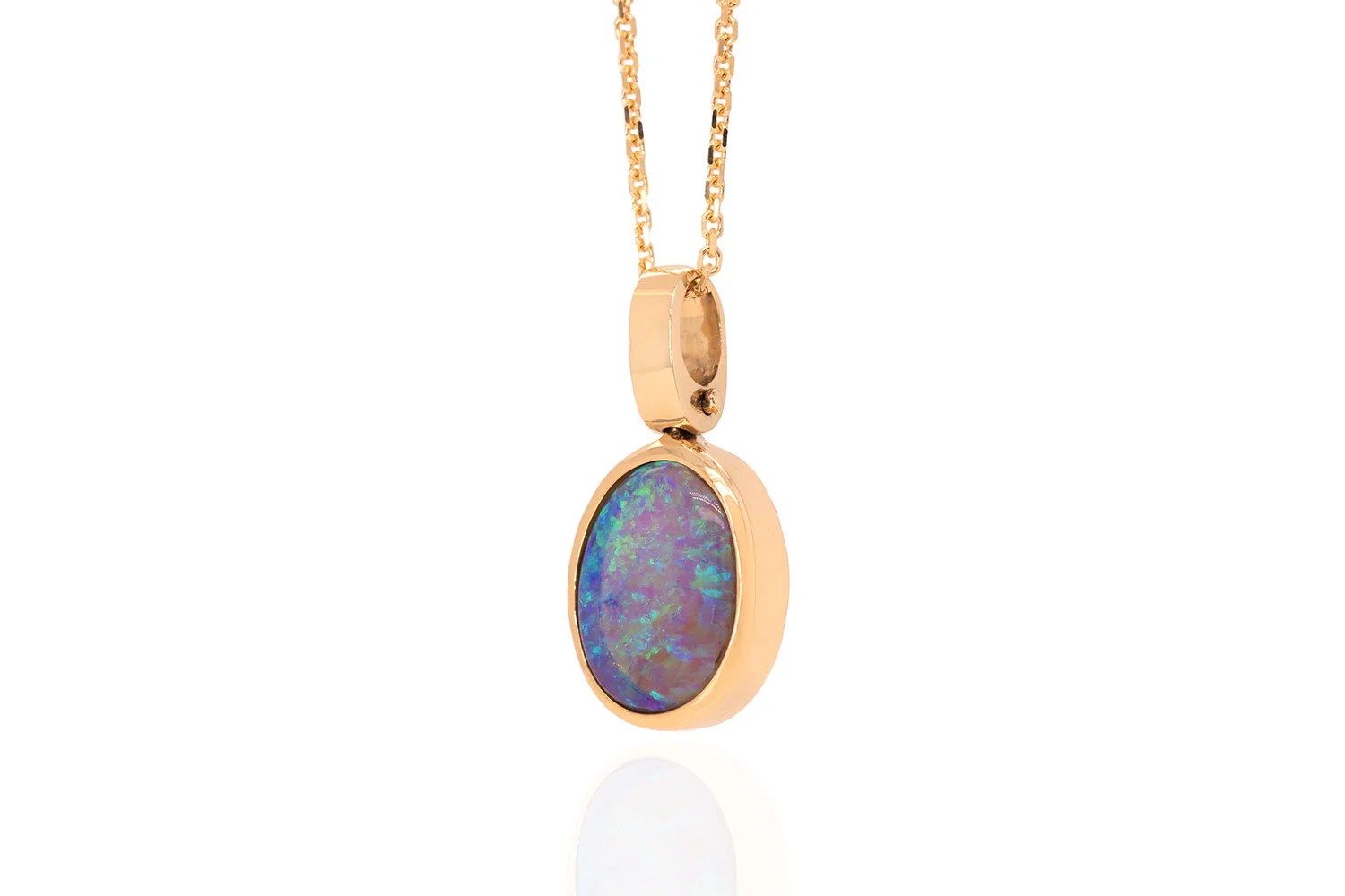 Tatiana — 18kt Yellow Gold 2.58 ct Crystal Opal Pendant - Image 3