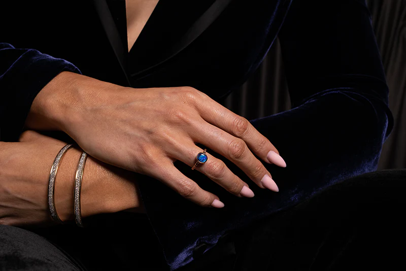 Tatiana Ring Rose Gold 1.47ct Black Opal - Image 2