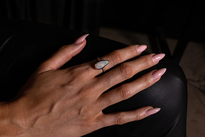 Tatiana Ring 18kt Rose Gold Diamond with 2.67ct White Opal - Image 3
