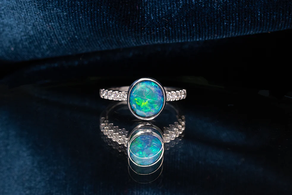 Tatiana Ring 18kt White Gold Diamond 1.33ct Black Opal - Image 3