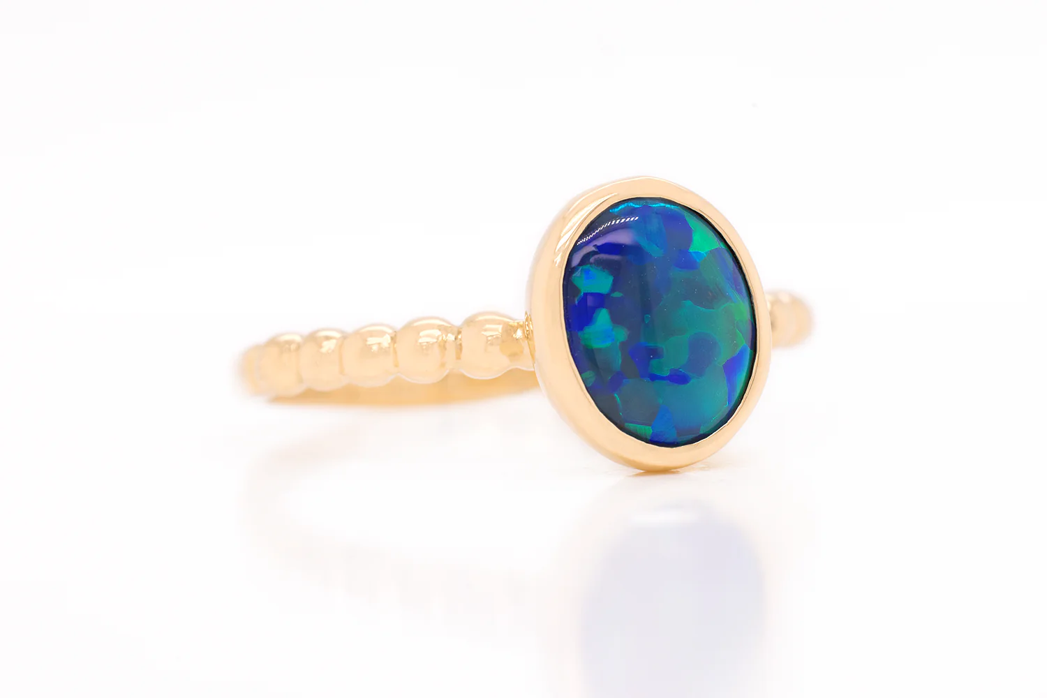 Tatiana — 18kt Yellow Gold 1.23 ct Black Opal Ring - Image 5