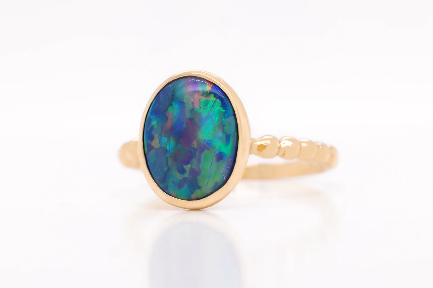 Tatiana — 18kt Yellow Gold 2.47 ct Dark Opal Ring - Image 3