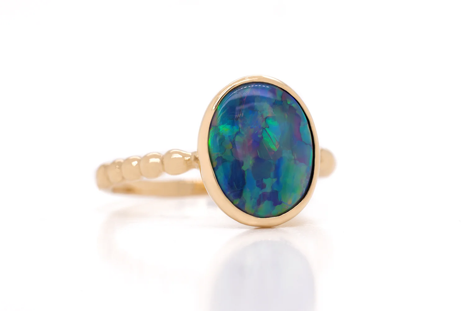 Tatiana — 18kt Yellow Gold 2.47 ct Dark Opal Ring - Image 5