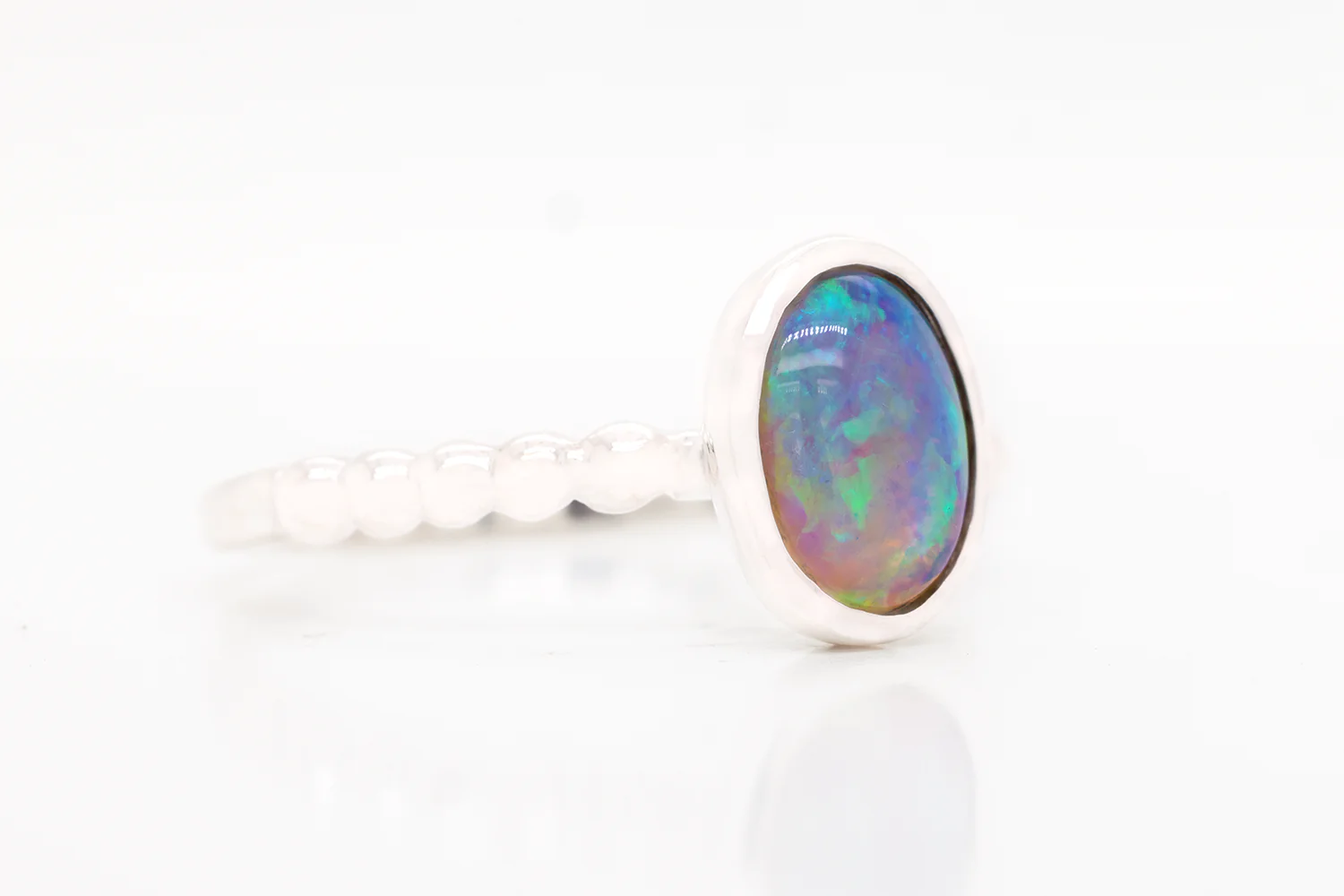 Tatiana Ring Sterling Silver with 1.11ct Crystal Opal - Image 3