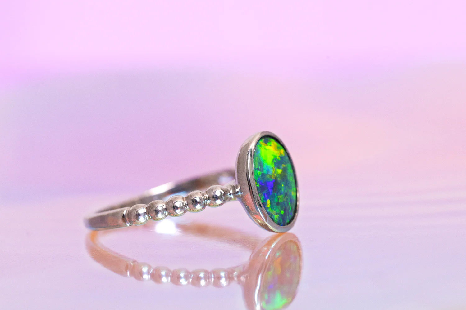 Tatiana Ring White Gold with 0.95ct Black Opal - Image 2