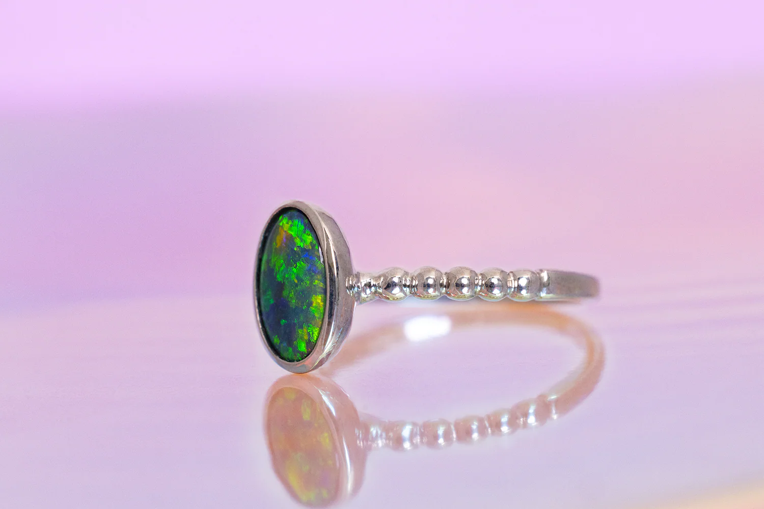 Tatiana Ring White Gold with 0.95ct Black Opal - Image 3