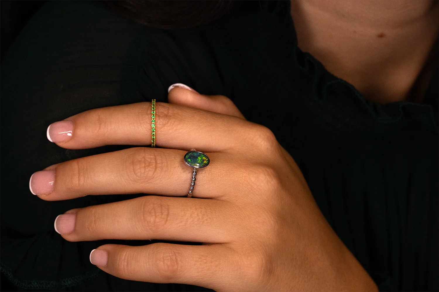Tatiana Ring White Gold with 0.95ct Black Opal - Image 4
