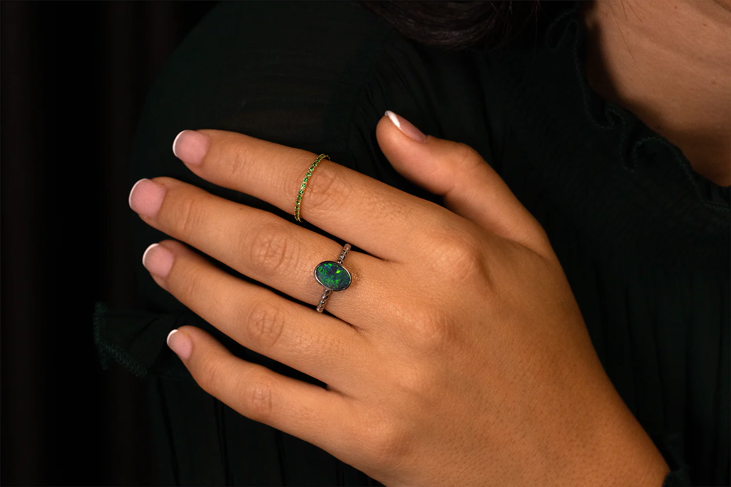 Tatiana Ring White Gold with 0.95ct Black Opal - Image 5