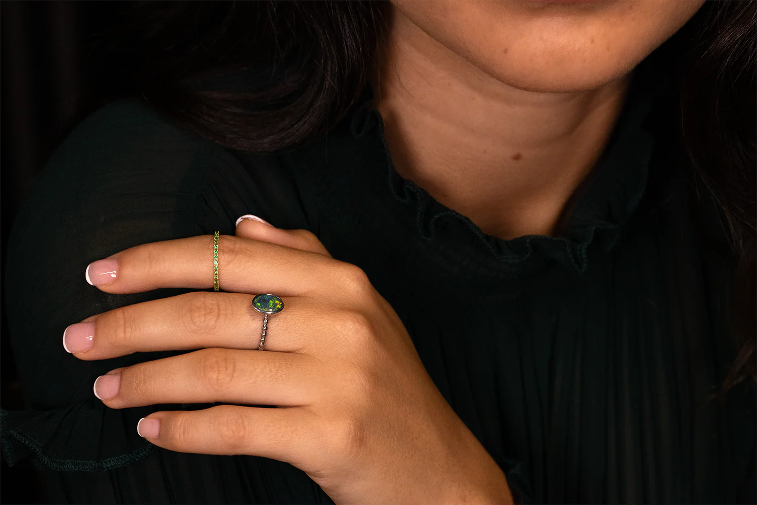 Tatiana Ring White Gold with 0.95ct Black Opal - Image 6