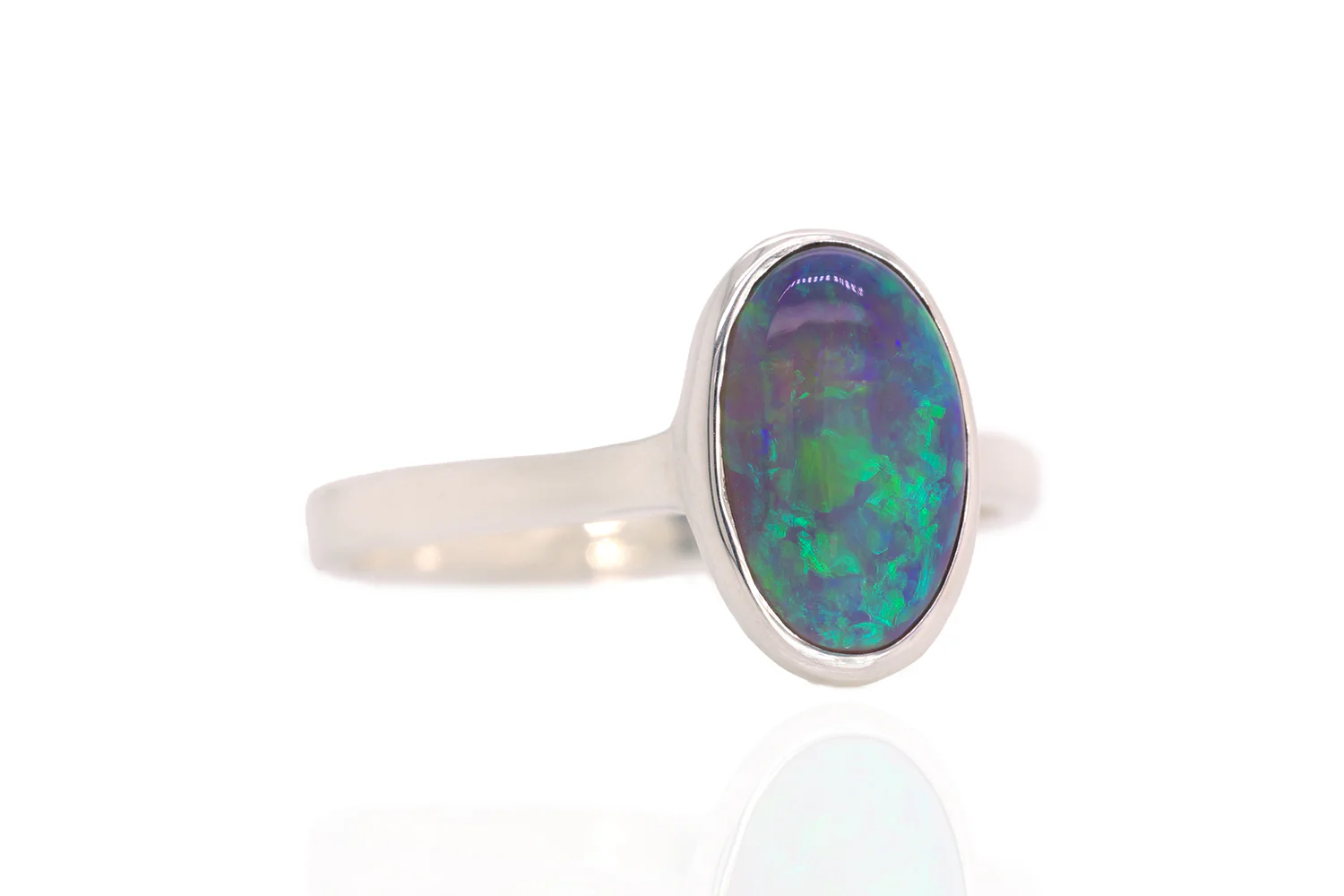 Tatiana — Sterling Silver 1.94 ct Crystal Opal Ring - Image 3