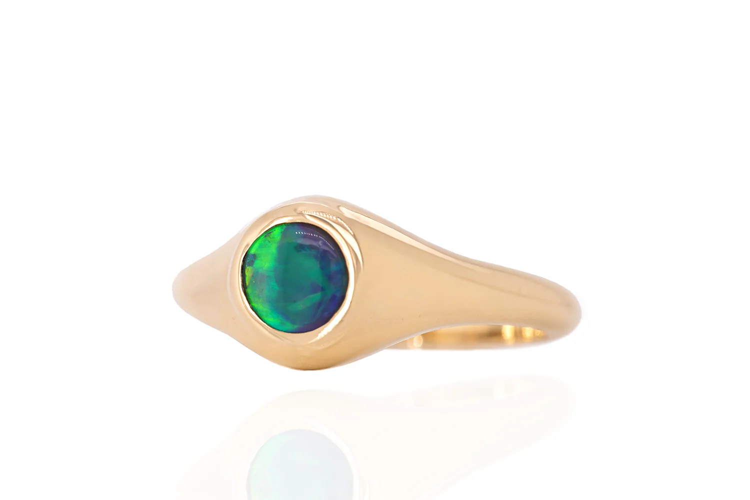 Valentina Petite — 18kt Yellow Gold 0.49 ct Black Opal Ring - Image 3