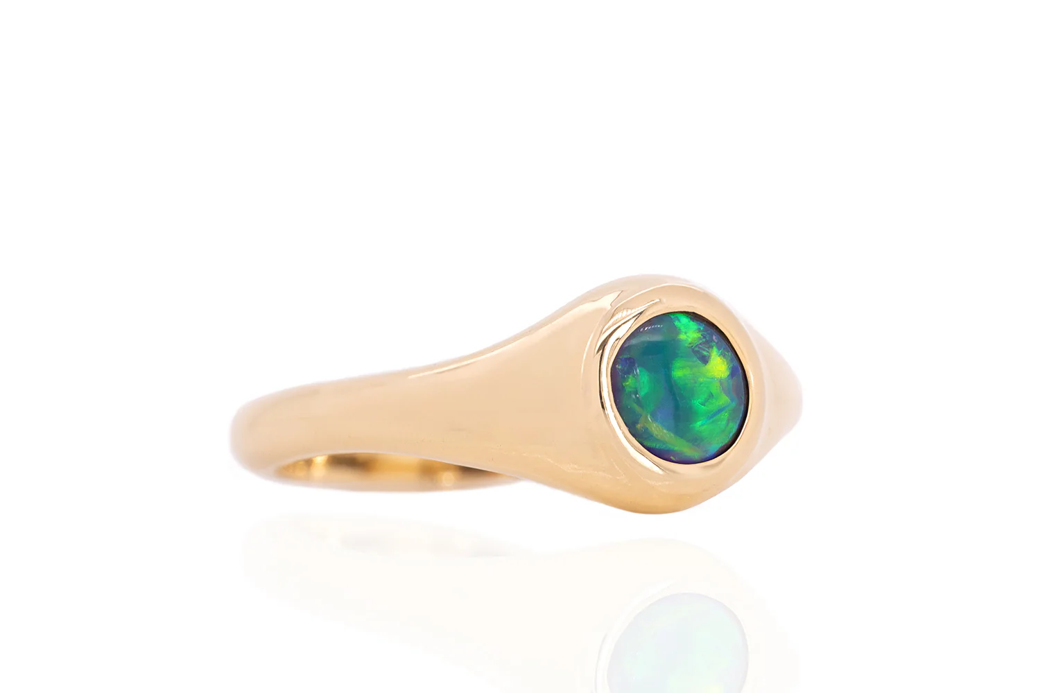 Valentina Petite — 18kt Yellow Gold 0.49 ct Black Opal Ring - Image 5