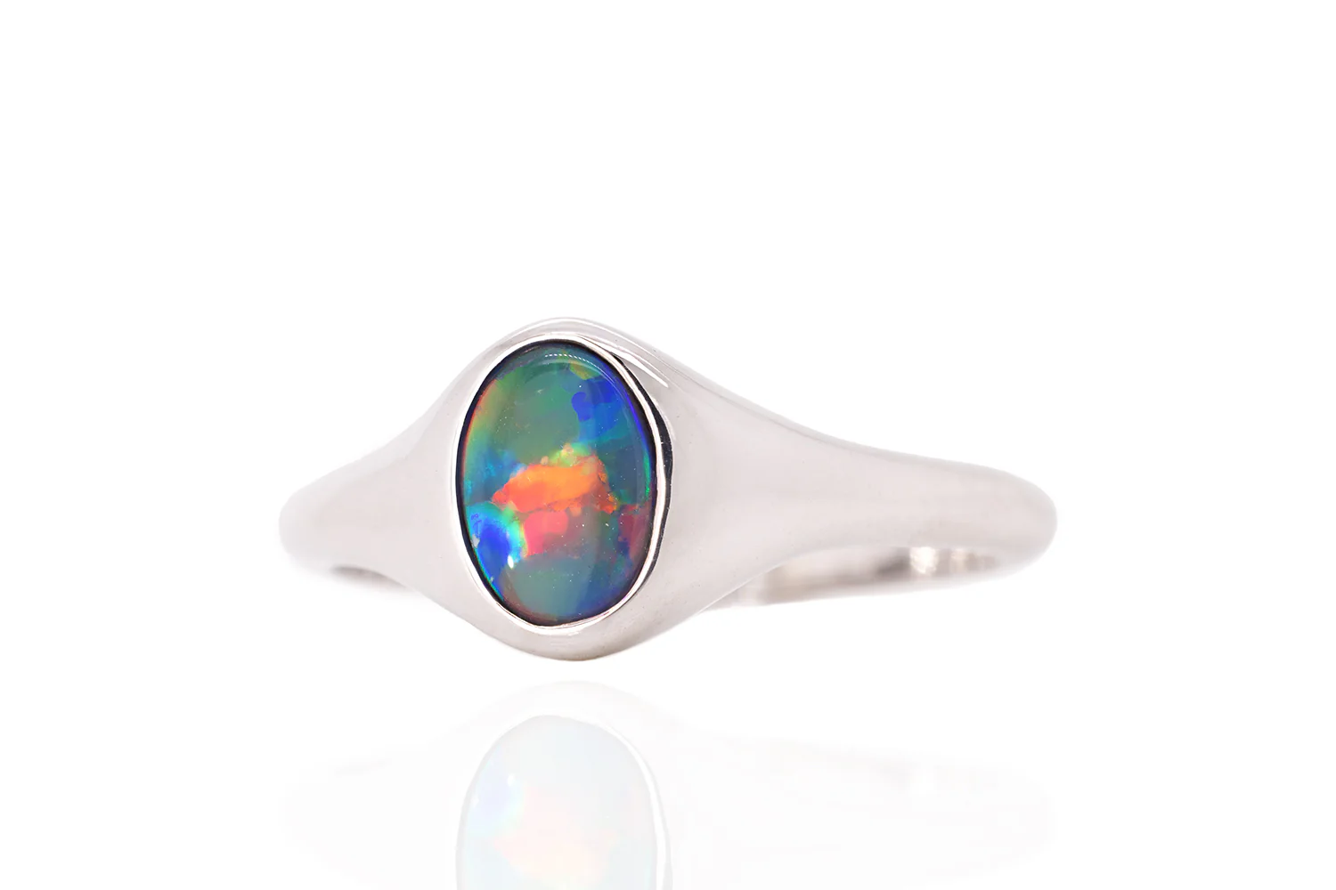 Valentina Petite — 18kt White Gold 0.45 ct Black Opal Ring - Image 5