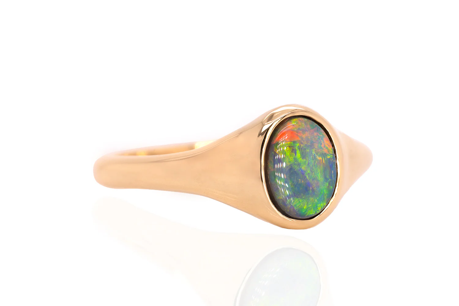 Valentina Petite — 18kt Yellow Gold 0.79 ct Dark Opal Ring - Image 3