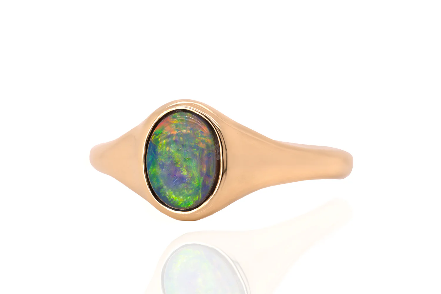 Valentina Petite — 18kt Yellow Gold 0.79 ct Dark Opal Ring - Image 4
