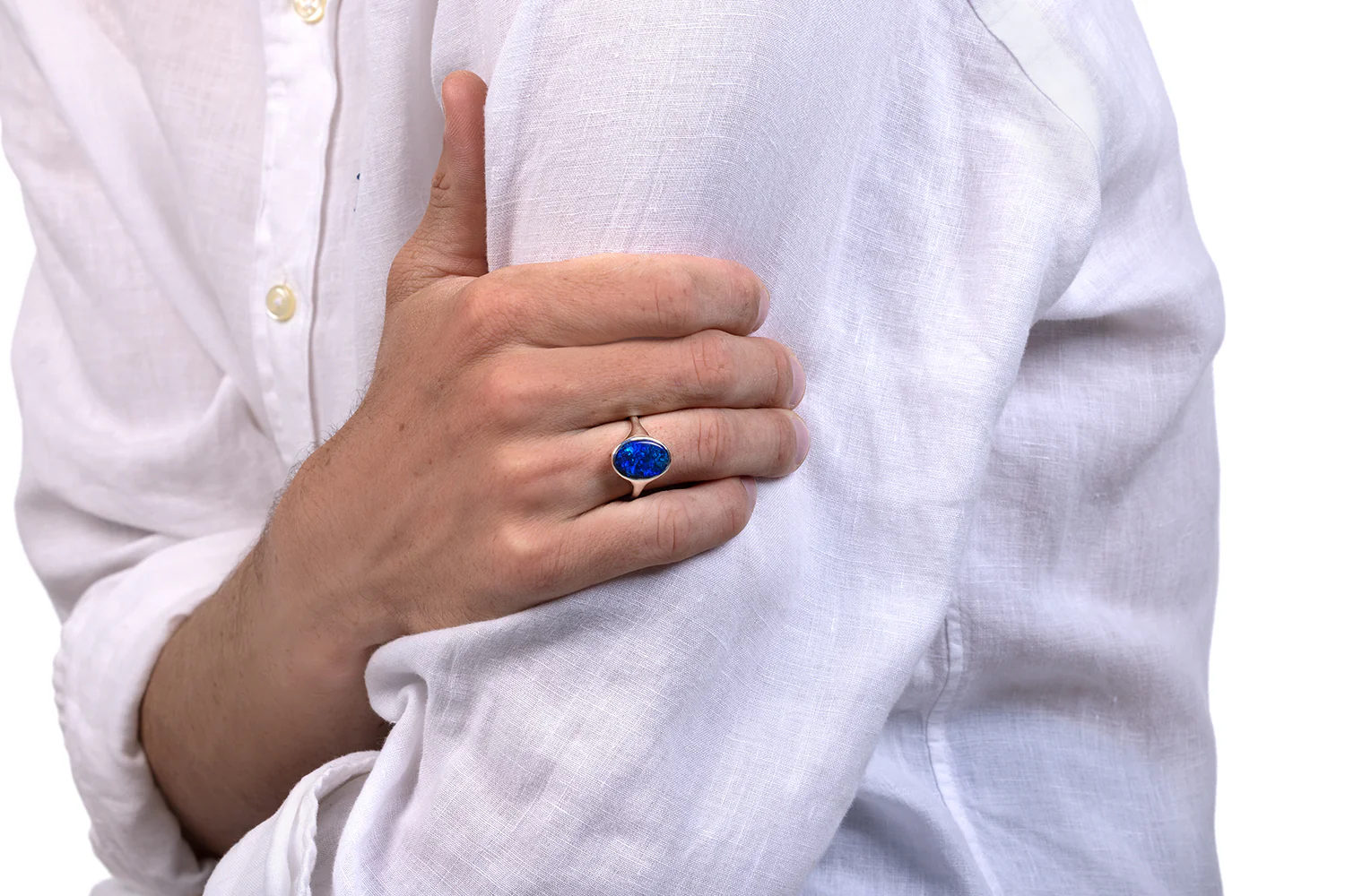 Valentina — Sterling Silver 3.66 ct Black Opal Ring - Image 2