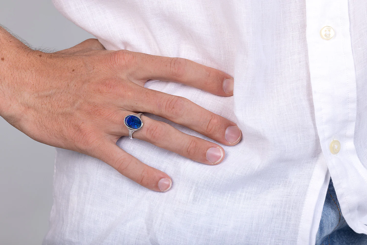 Valentina — Sterling Silver 3.66 ct Black Opal Ring - Image 4