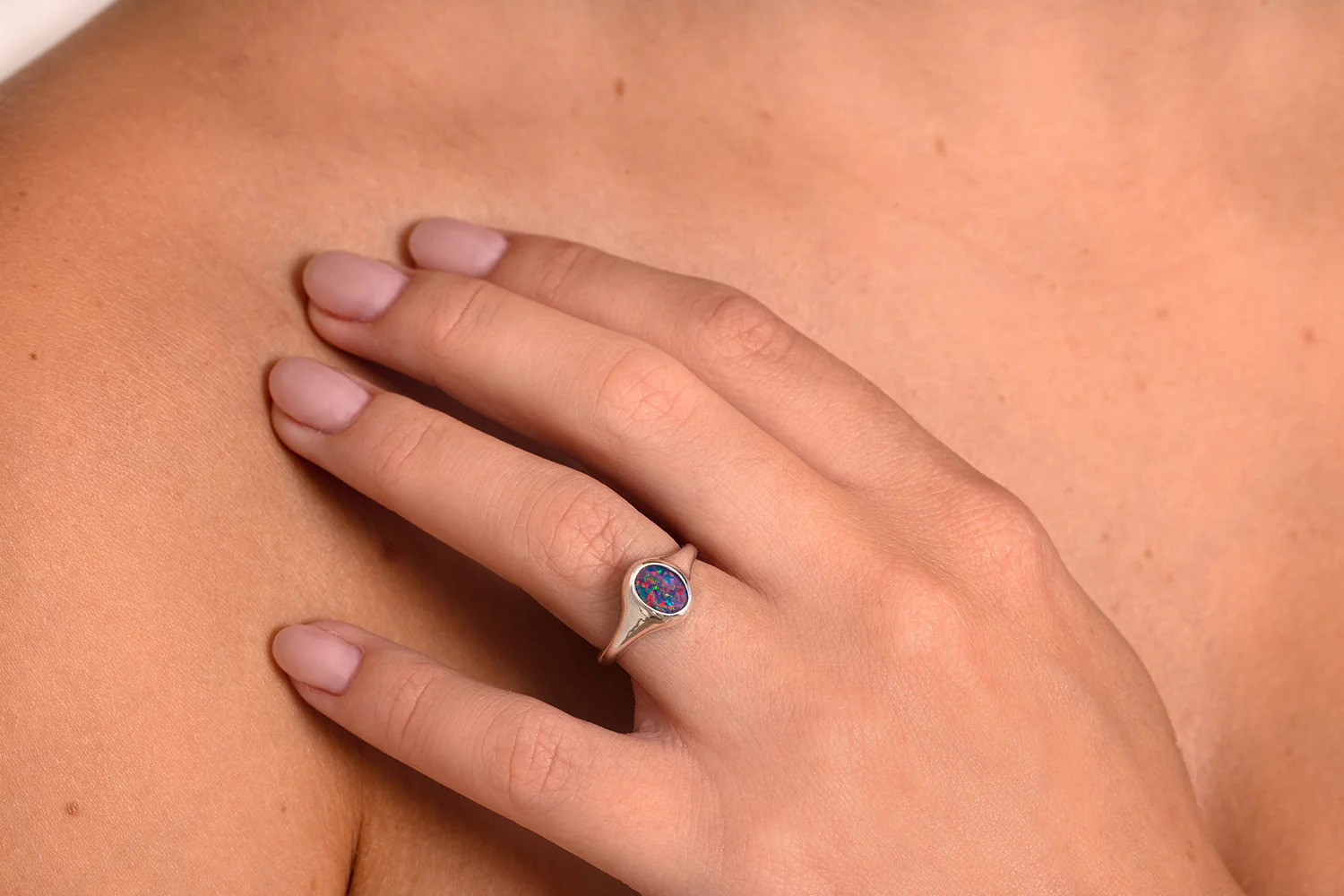 Valentina Petite — Sterling Silver 0.65 ct Black Opal Ring - Image 2