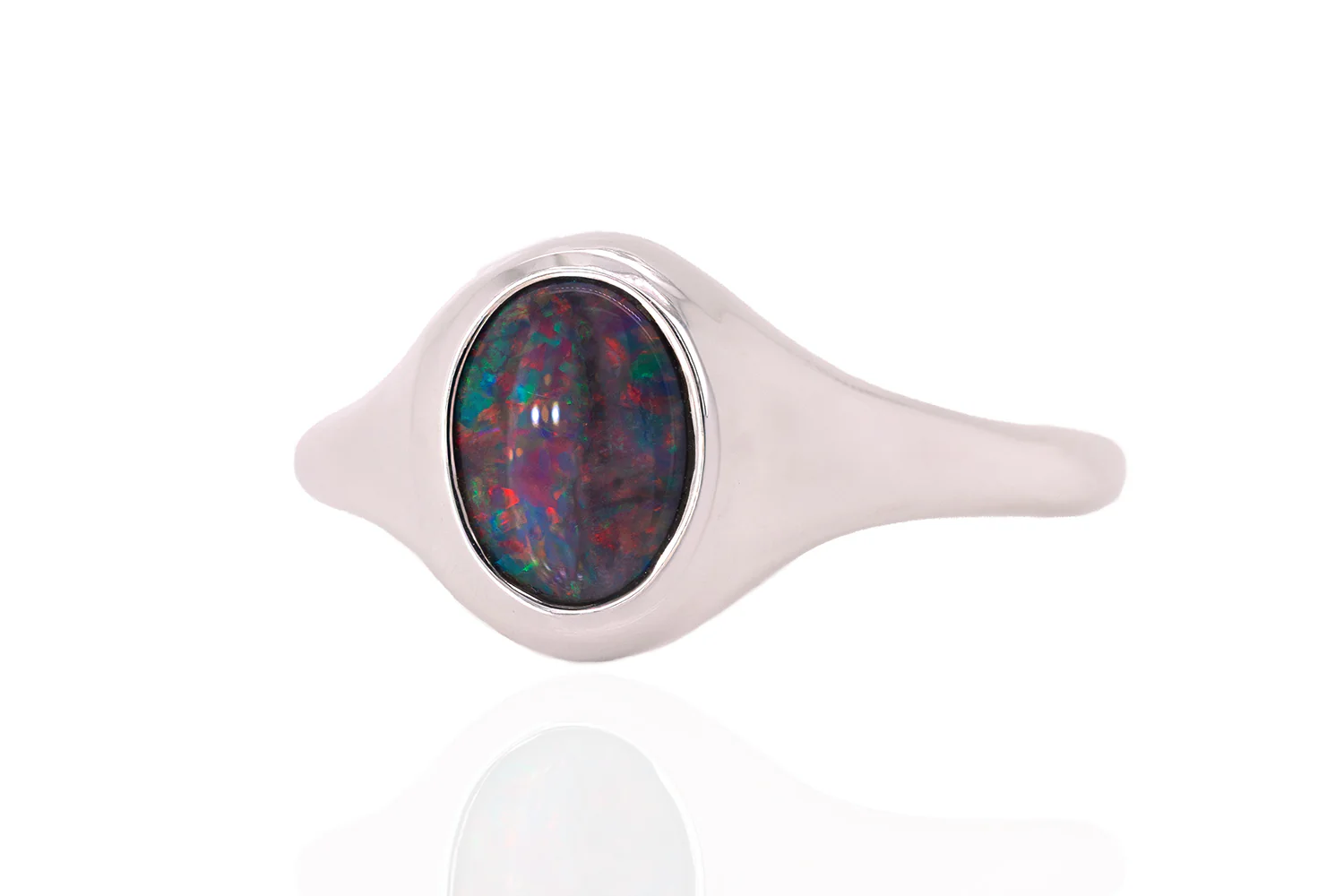 Valentina Petite — Sterling Silver 0.65 ct Black Opal Ring - Image 5
