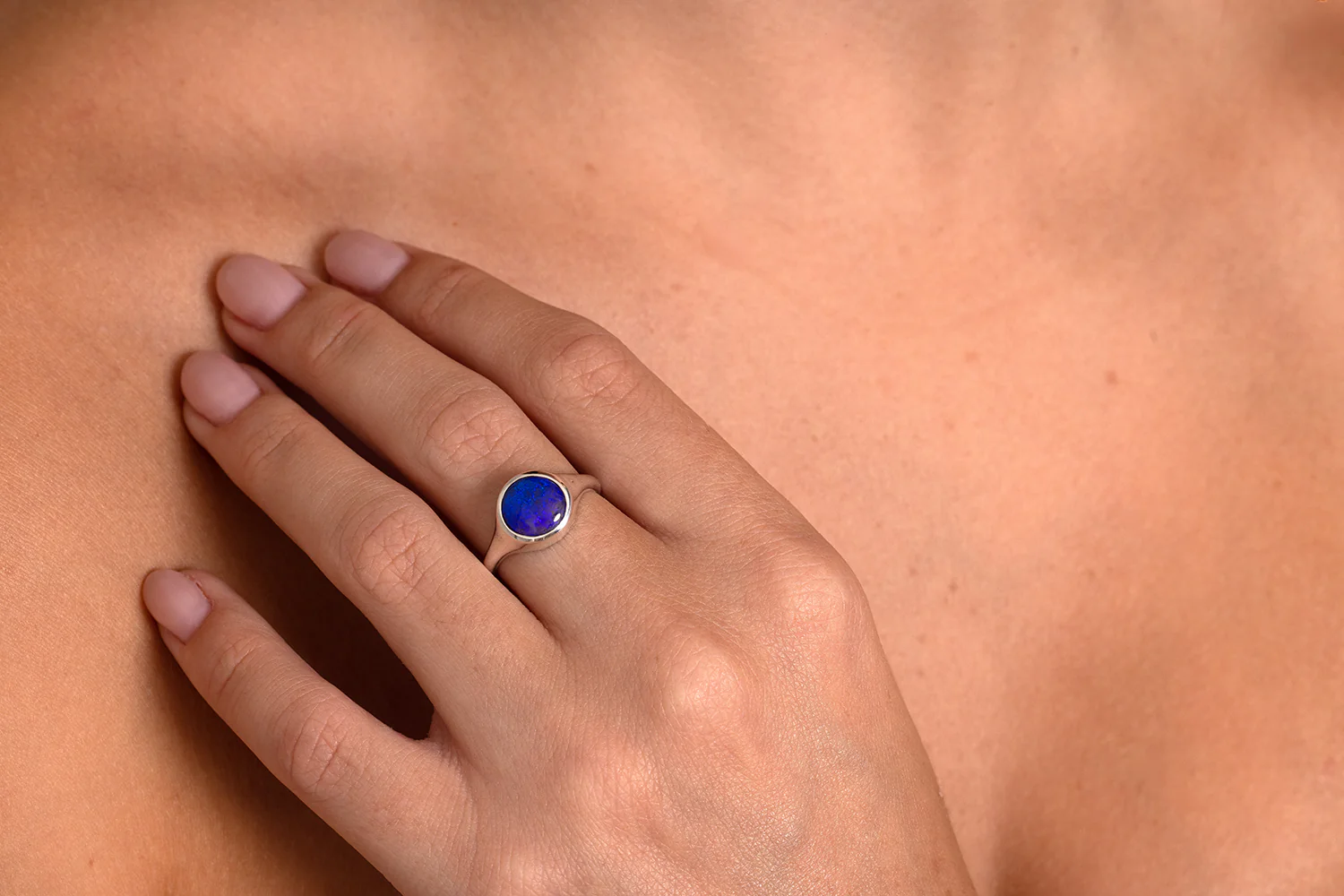 Valentina — Sterling Silver 2.45 ct Black Opal Ring - Image 2