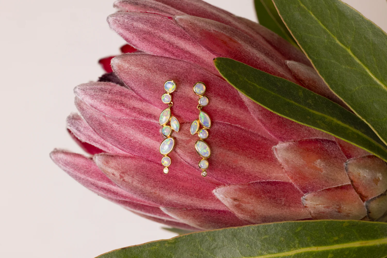 Vivienne — 18kt Yellow Gold 1.10 ct Crystal Opal Drop Earrings - Image 3